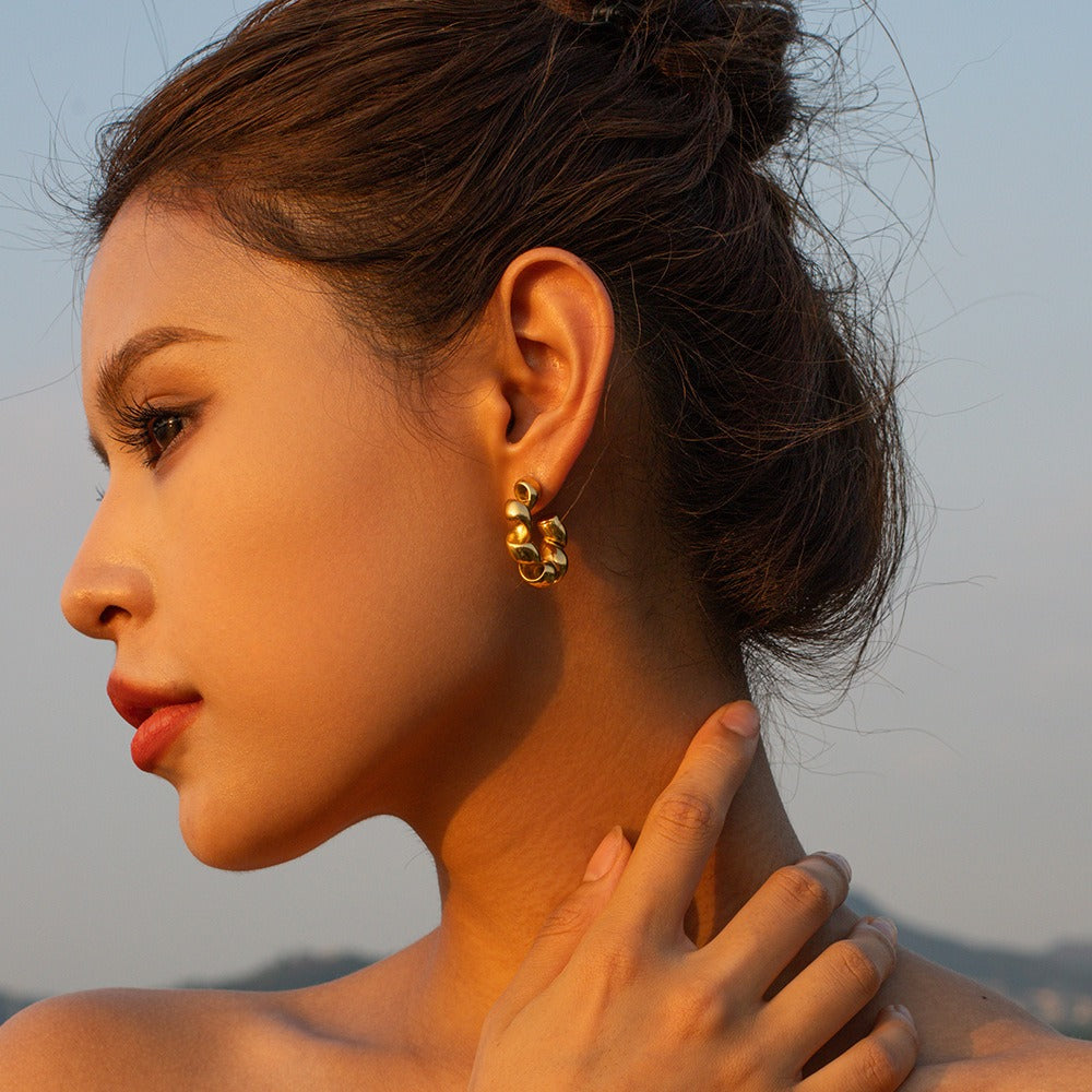 Personalized geometric phone hoop earrings jewelry